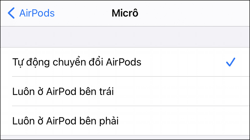 Các tùy chọn ở mục Micro